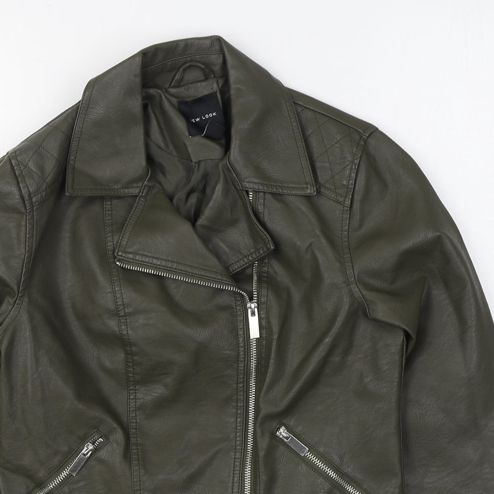 New Look Womens Green   Biker Jacket Size 10  Zip