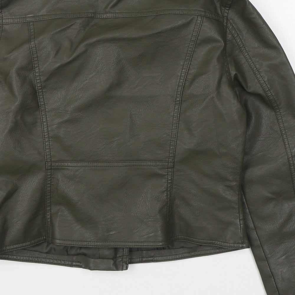 New Look Womens Green   Biker Jacket Size 10  Zip