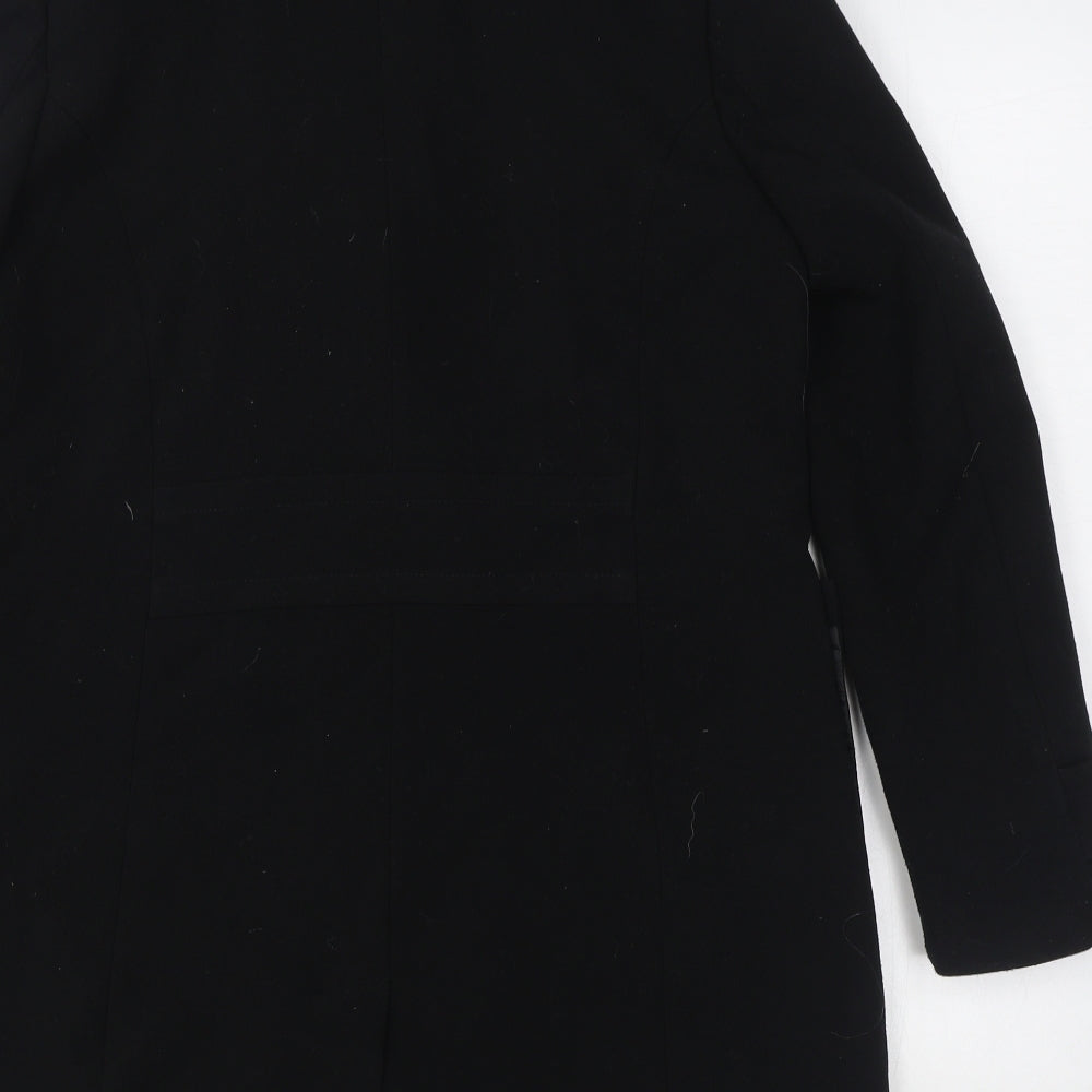 H&M Womens Black   Overcoat Coat Size 12  Button