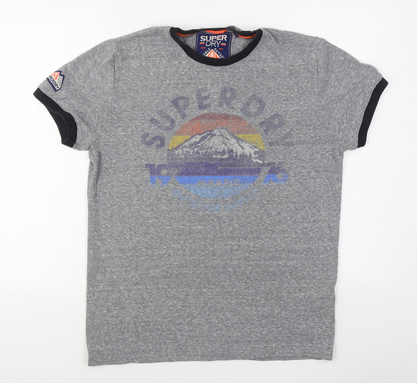 Superdry Mens Grey  Cotton  T-Shirt Size L Round Neck