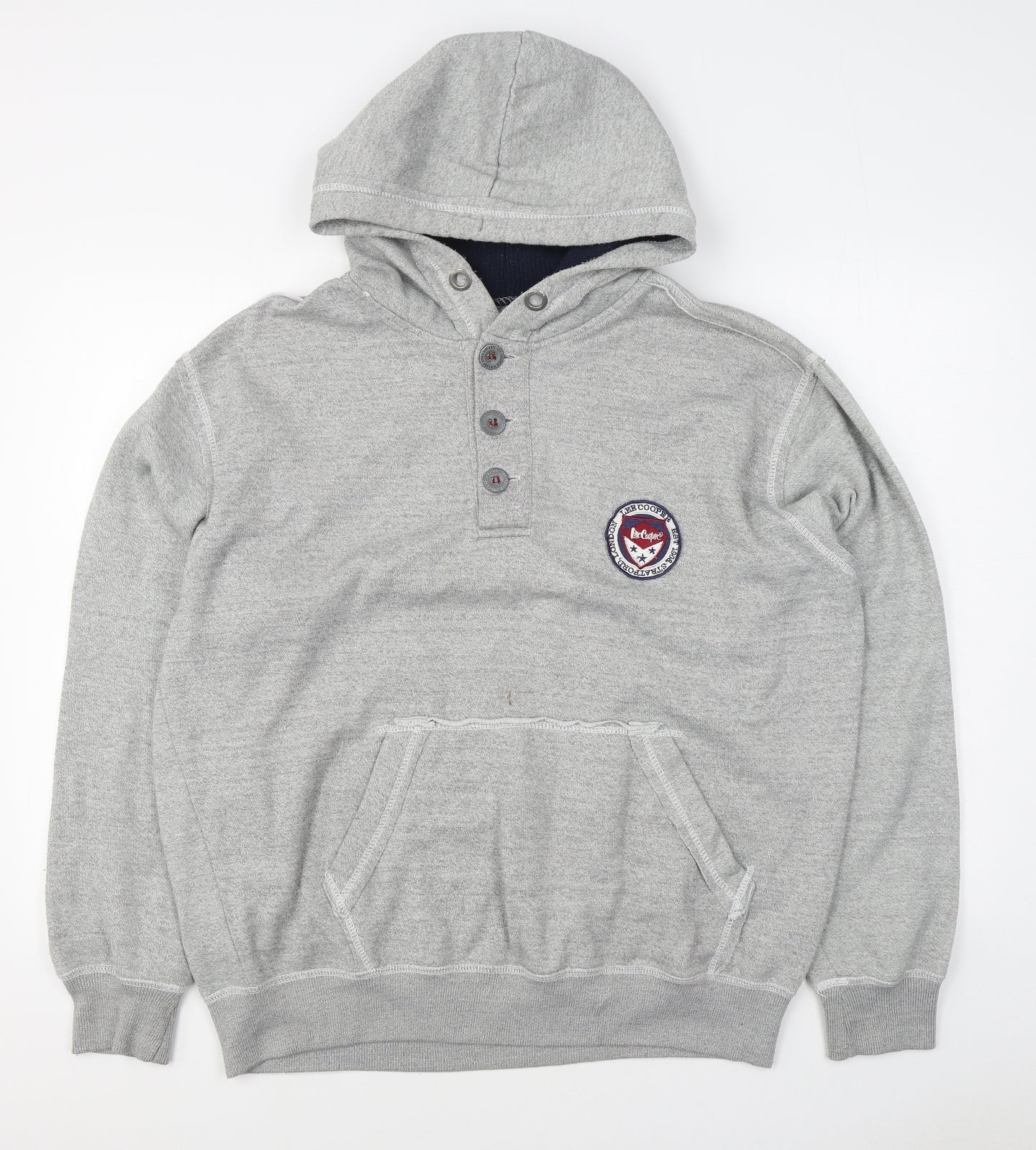 Lee Cooper Mens Grey  Cotton Pullover Hoodie Size XL