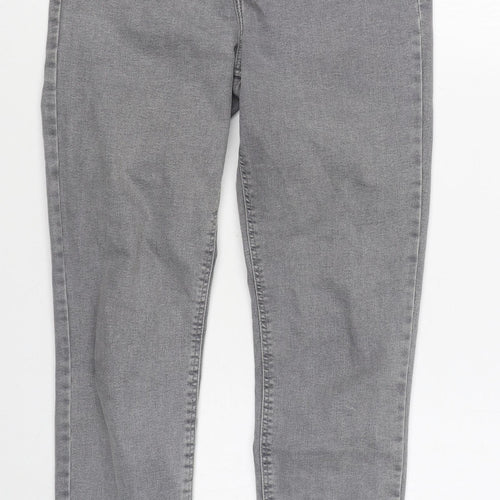 Zara Womens Grey  Cotton Skinny Jeans Size 12 L28 in Regular Zip