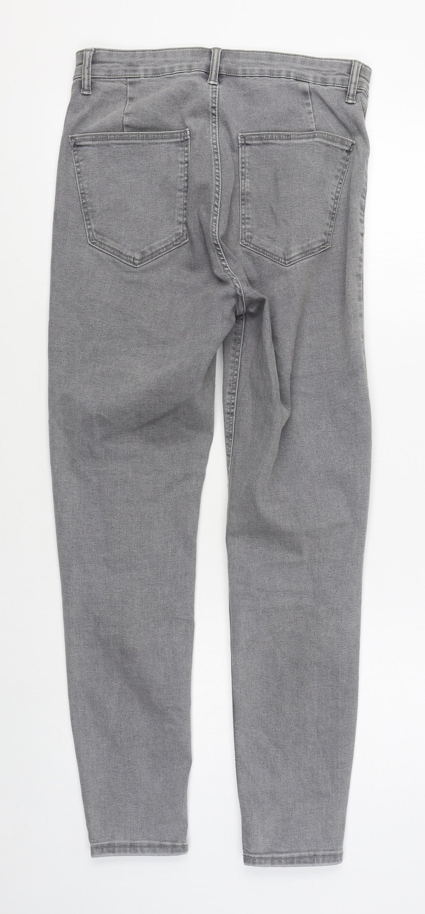 Zara Womens Grey  Cotton Skinny Jeans Size 12 L28 in Regular Zip