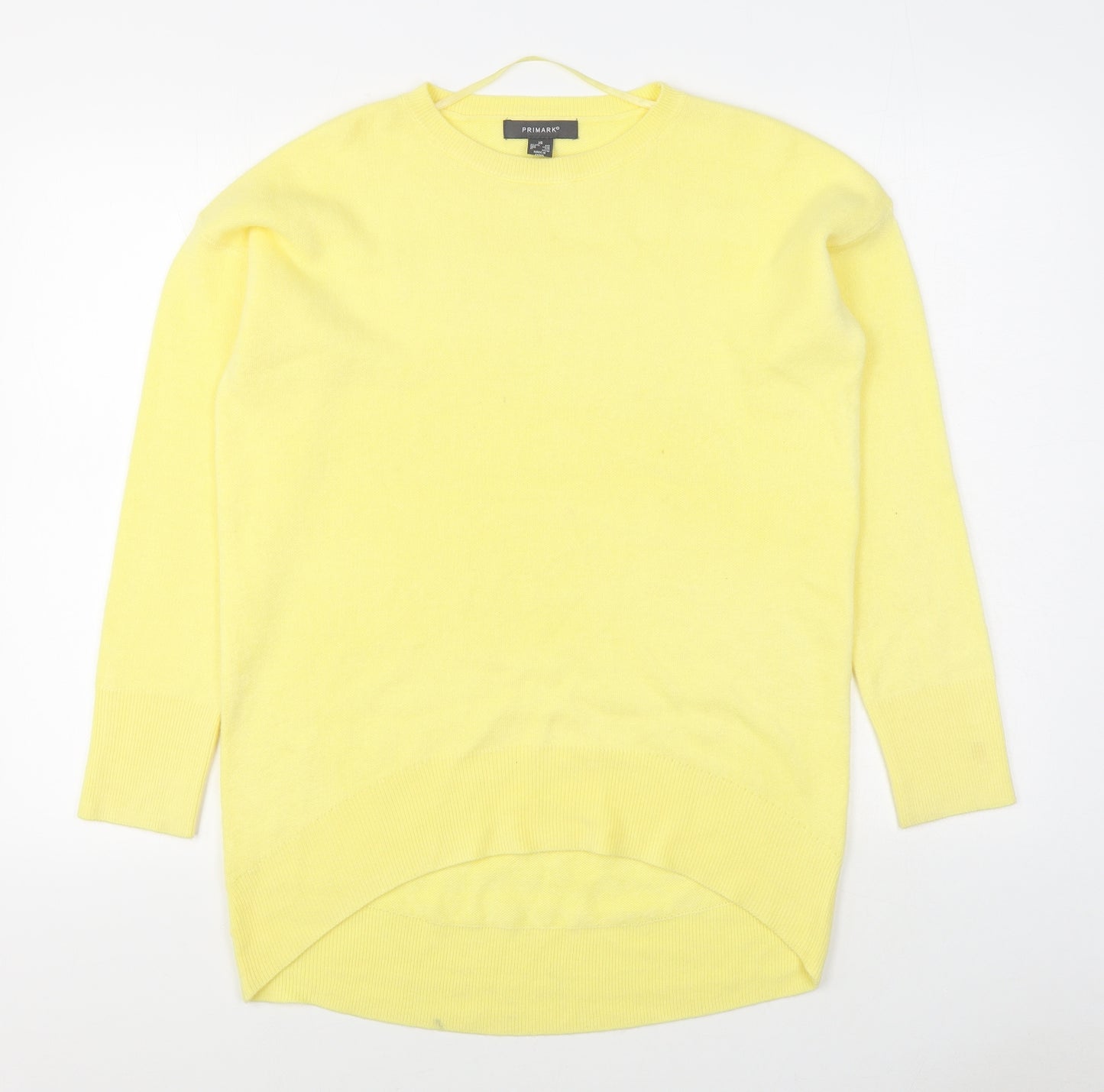 Primark Womens Yellow Round Neck  Acrylic Pullover Jumper Size XS