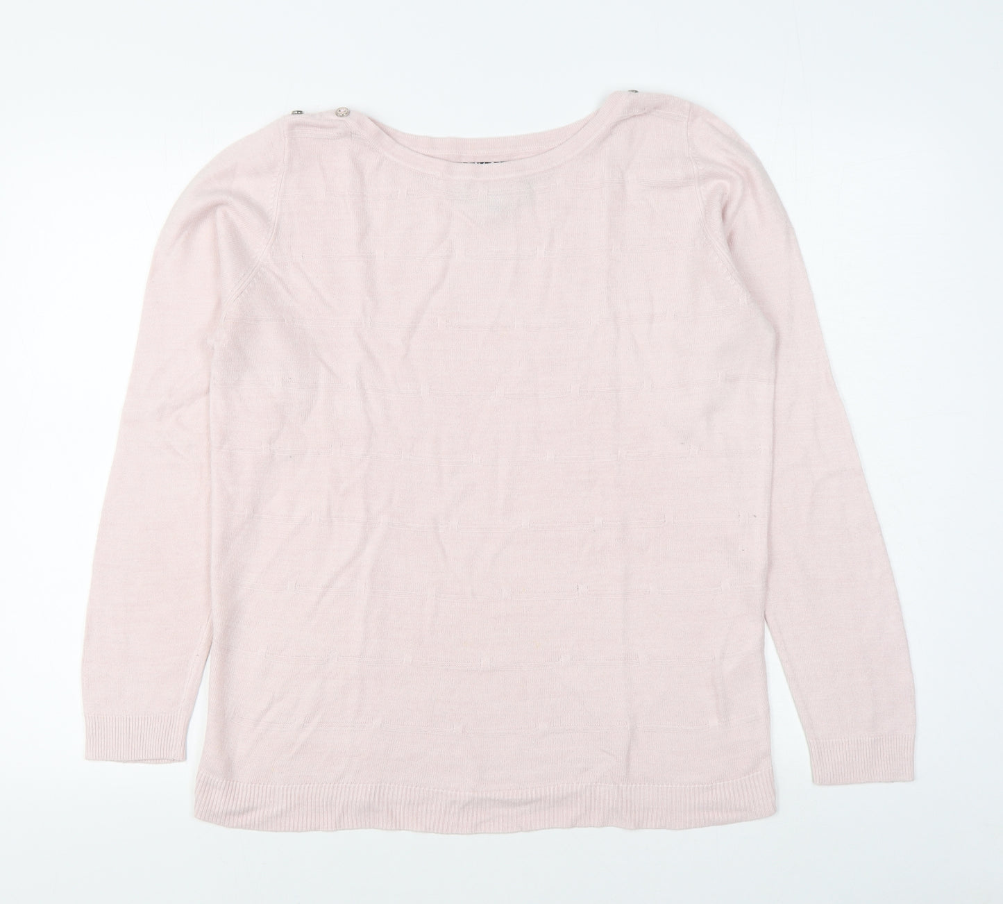 Maine Womens Pink Boat Neck  Acrylic Pullover Jumper Size 14