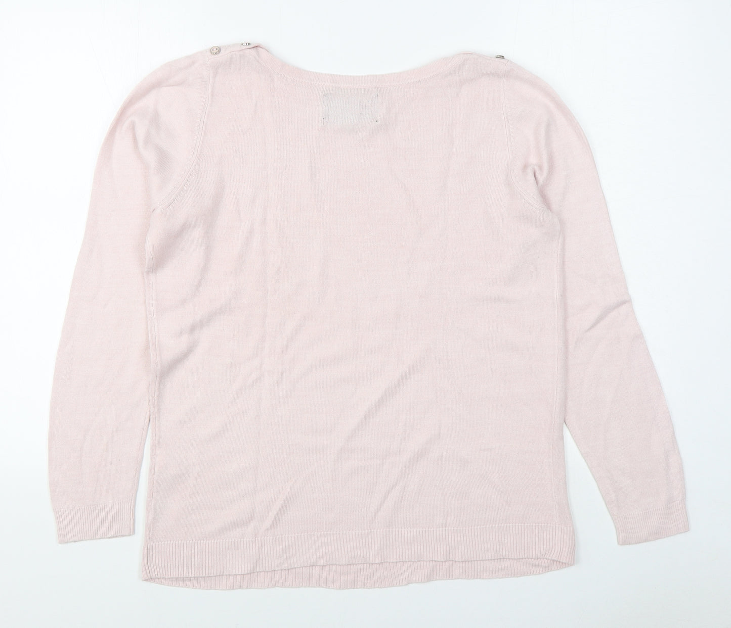 Maine Womens Pink Boat Neck  Acrylic Pullover Jumper Size 14