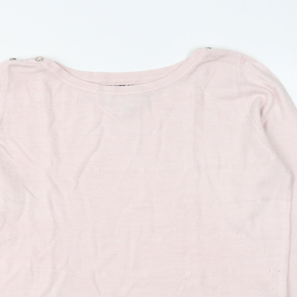 Maine Womens Pink Boat Neck  Acrylic Pullover Jumper Size 14