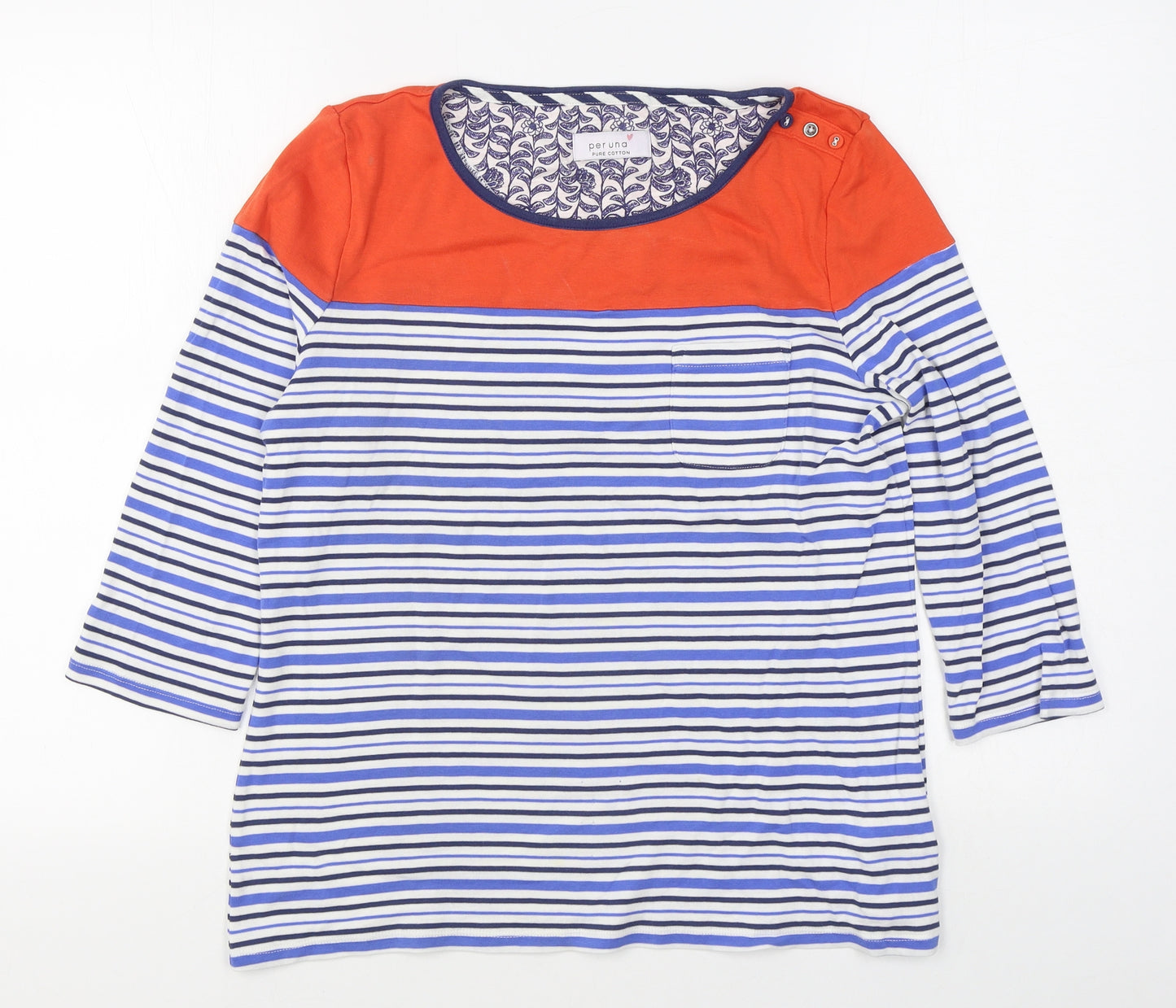 Per Una Womens Multicoloured Striped 100% Cotton Pullover Sweatshirt Size 14  Pullover