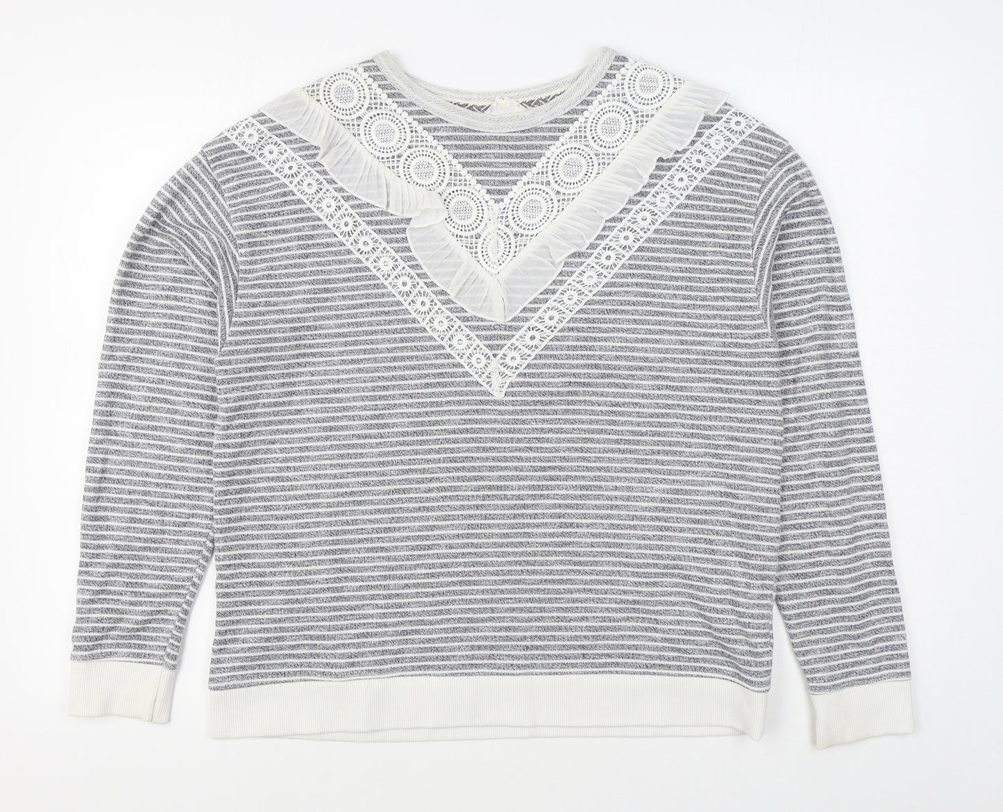 Matalan Womens Grey Striped Polyester Pullover Sweatshirt Size 14  Pullover