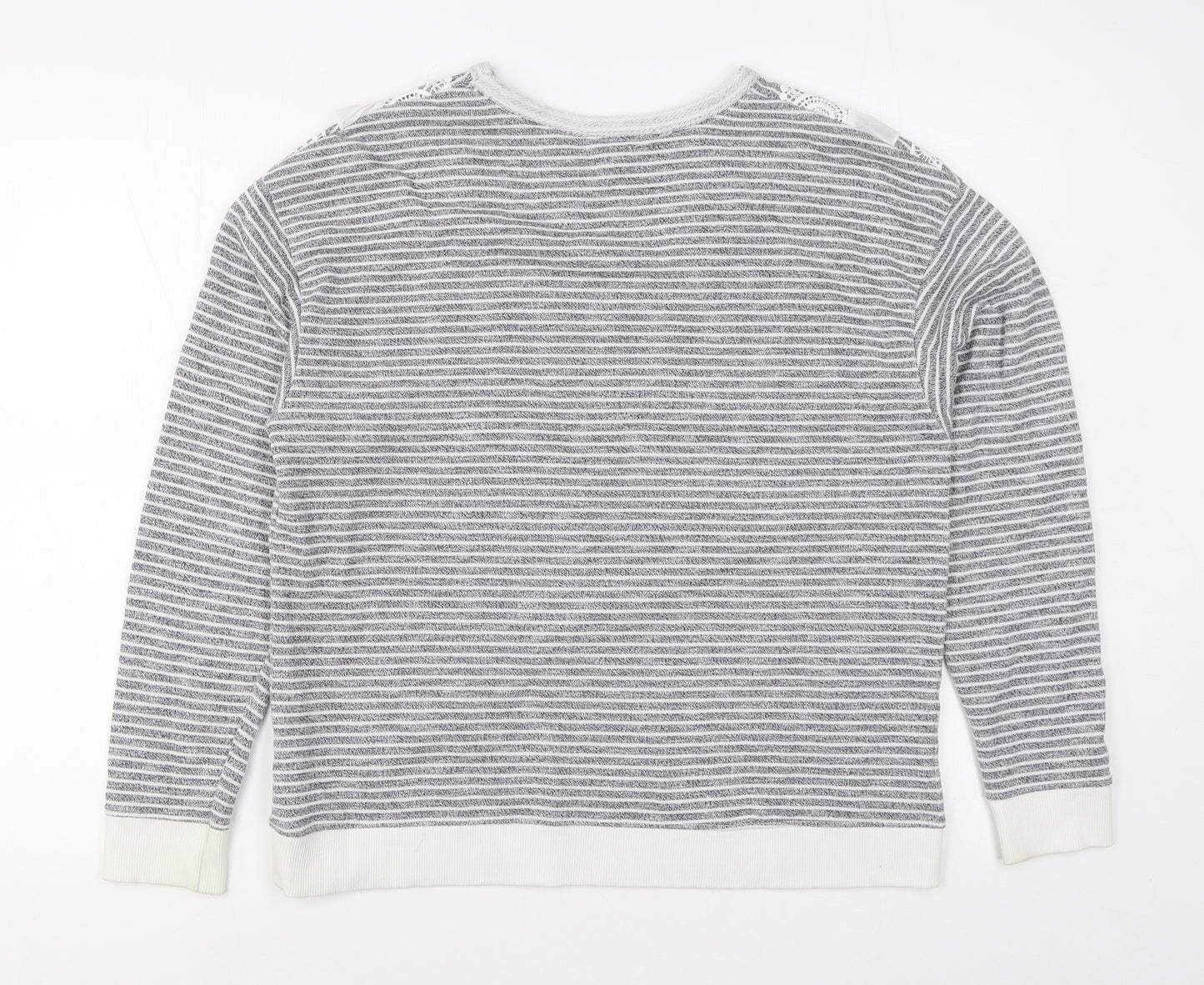Matalan Womens Grey Striped Polyester Pullover Sweatshirt Size 14  Pullover