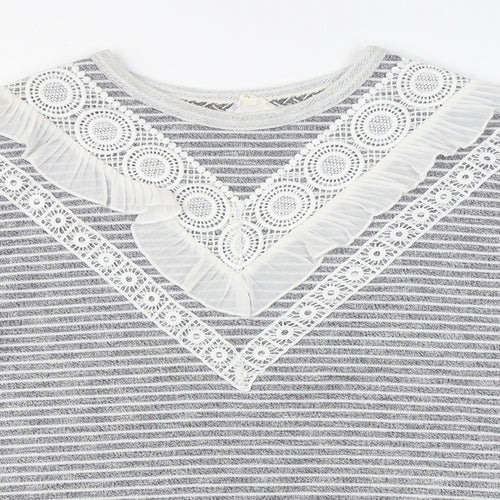 Matalan Womens Grey Striped Polyester Pullover Sweatshirt Size 14  Pullover