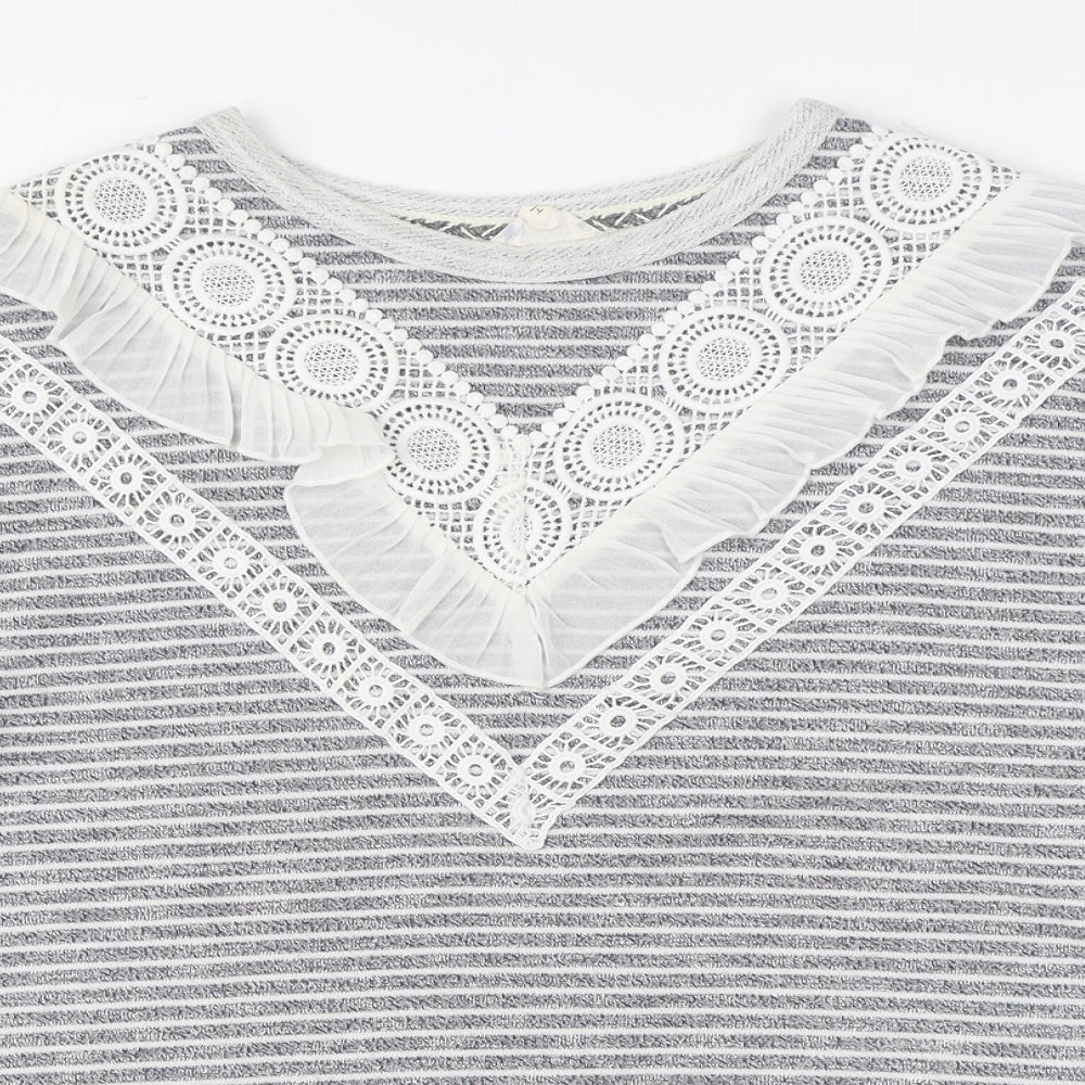Matalan Womens Grey Striped Polyester Pullover Sweatshirt Size 14  Pullover