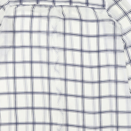 Dunnes Stores Womens White Plaid Polyester Basic Button-Up Size 12 Collared