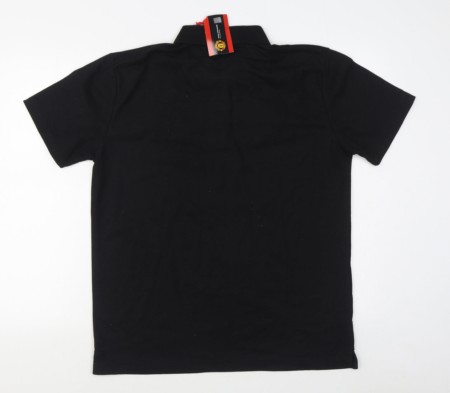 Manchester United Mens Black  100% Cotton  Polo Size L Collared Pullover