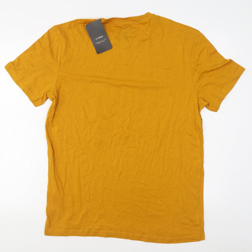 Lftman Mens Orange  Cotton  T-Shirt Size L Round Neck