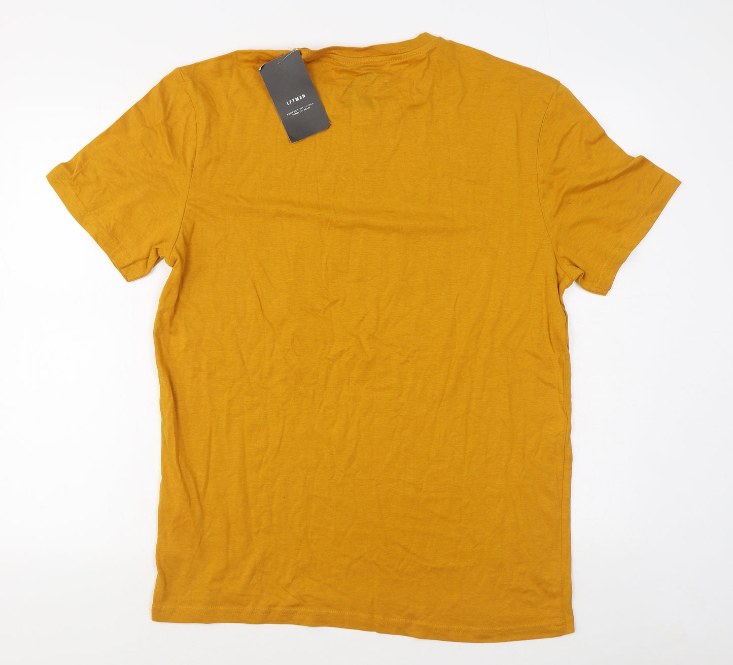 Lftman Mens Orange  Cotton  T-Shirt Size L Round Neck