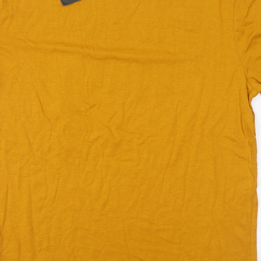 Lftman Mens Orange  Cotton  T-Shirt Size L Round Neck