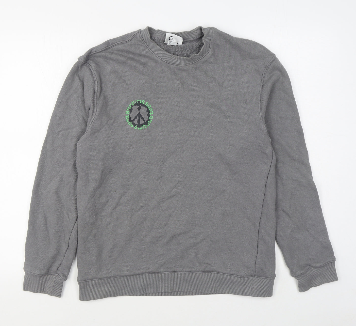H&M Mens Grey  Cotton Pullover Sweatshirt Size S