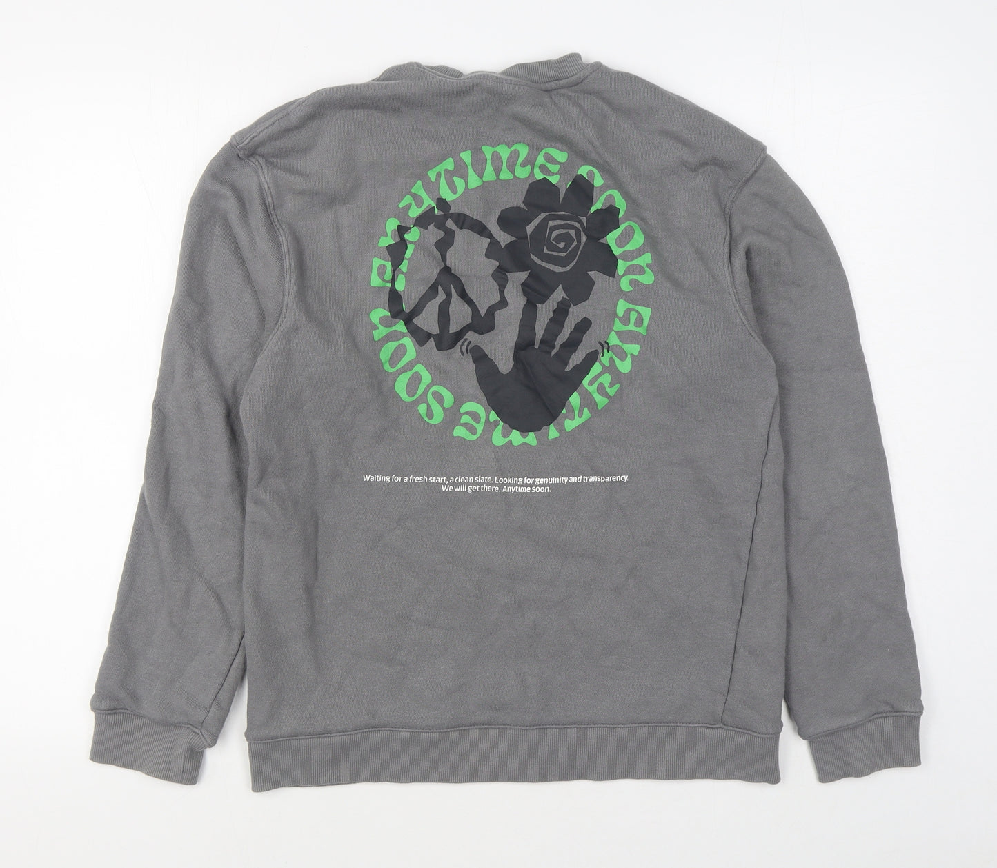 H&M Mens Grey  Cotton Pullover Sweatshirt Size S
