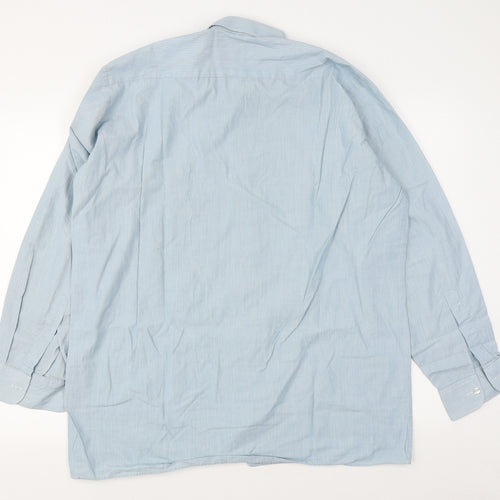 Double TWO Mens Blue  Cotton  Dress Shirt Size 16.5 Collared Button