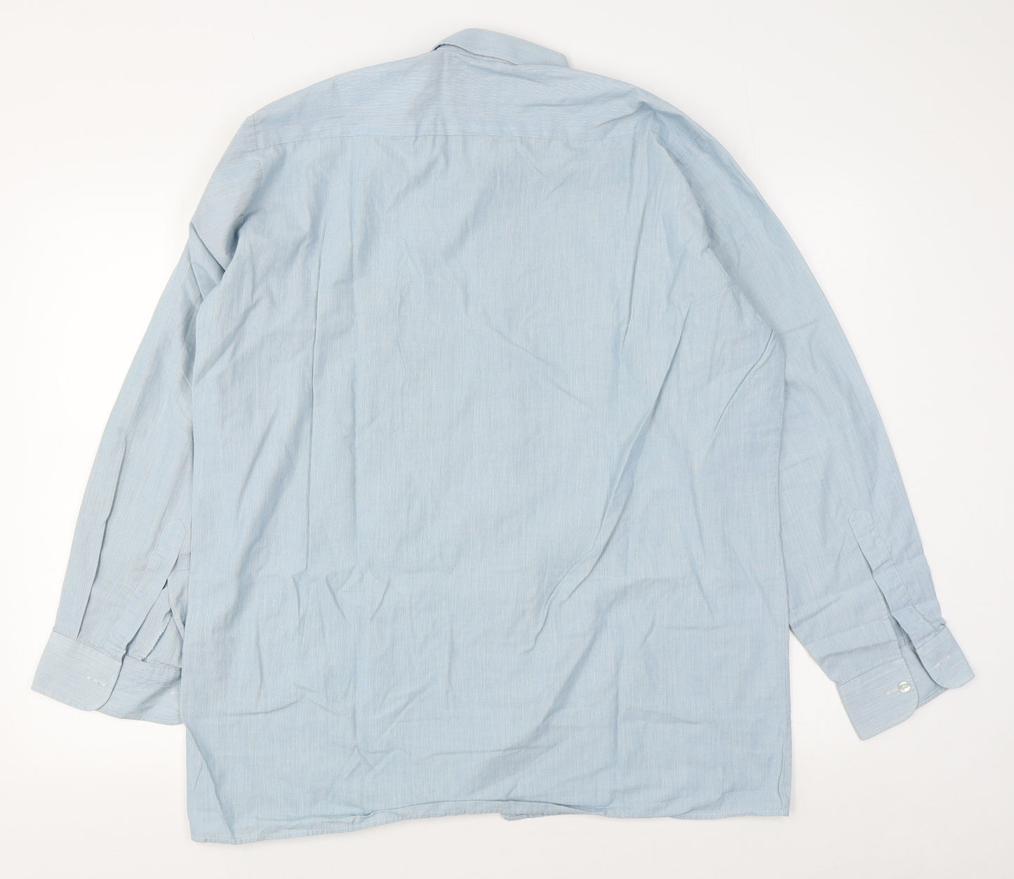Double TWO Mens Blue  Cotton  Dress Shirt Size 16.5 Collared Button