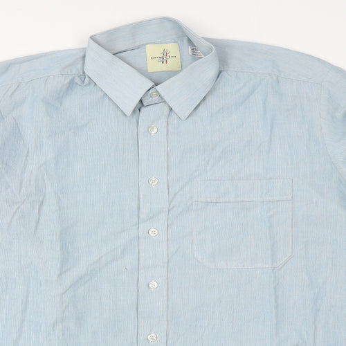 Double TWO Mens Blue  Cotton  Dress Shirt Size 16.5 Collared Button