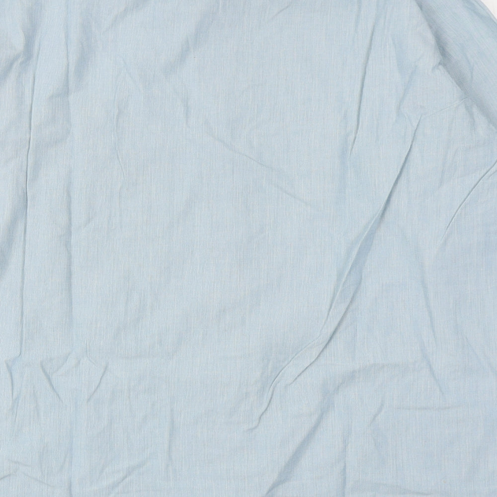 Double TWO Mens Blue  Cotton  Dress Shirt Size 16.5 Collared Button