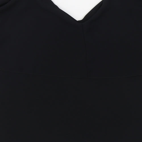 Quiz Womens Black  Polyester Basic Blouse Size 16 V-Neck