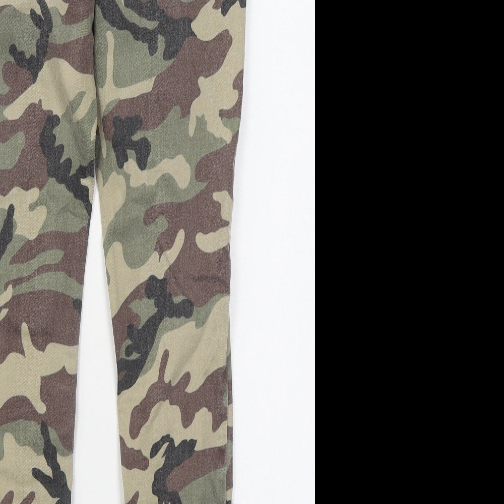 Parisian Collection  Womens Green Camouflage Cotton Skinny Jeans Size 6 L27 in Regular Zip