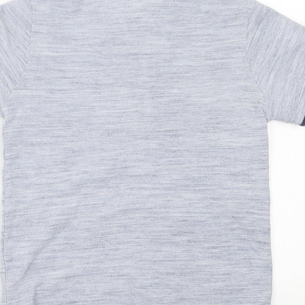 Dunnes Stores Boys Blue  Cotton Basic T-Shirt Size 4-5 Years Crew Neck Button