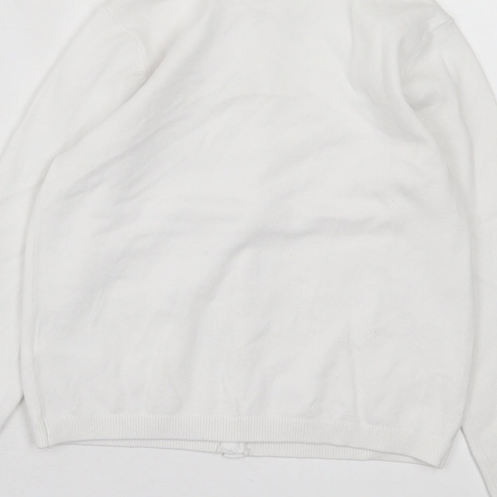 NEXT Girls White Crew Neck  Cotton Cardigan Jumper Size 6-7 Years  Button