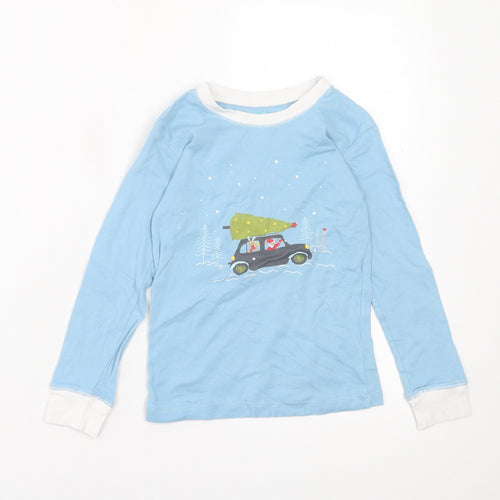 Leigh Tucker Boys Blue  Cotton Basic Casual Size 6-7 Years Crew Neck Pullover - Christmas Tee