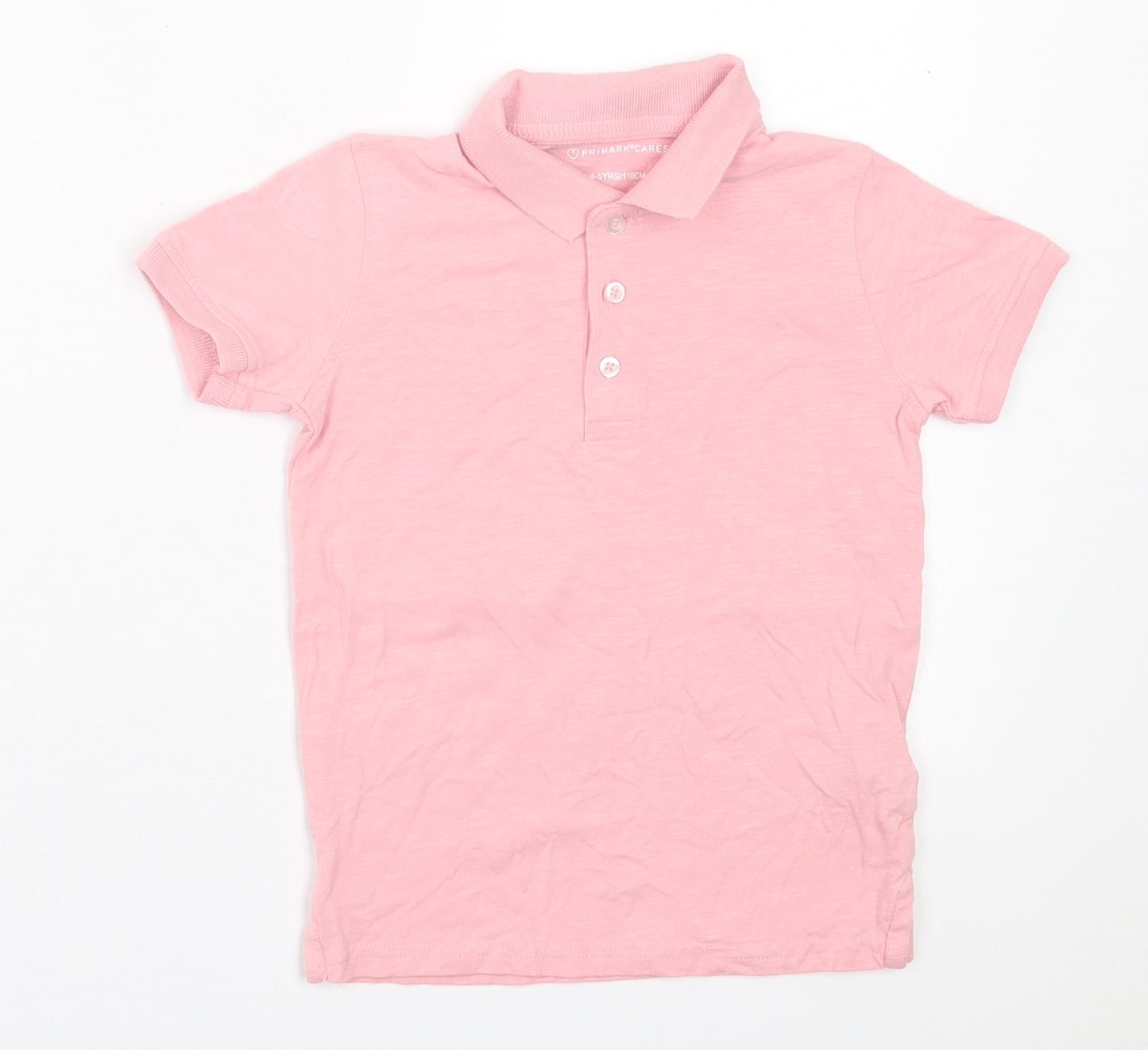 Primark Boys Pink  Cotton Basic Polo Size 4-5 Years Collared Button