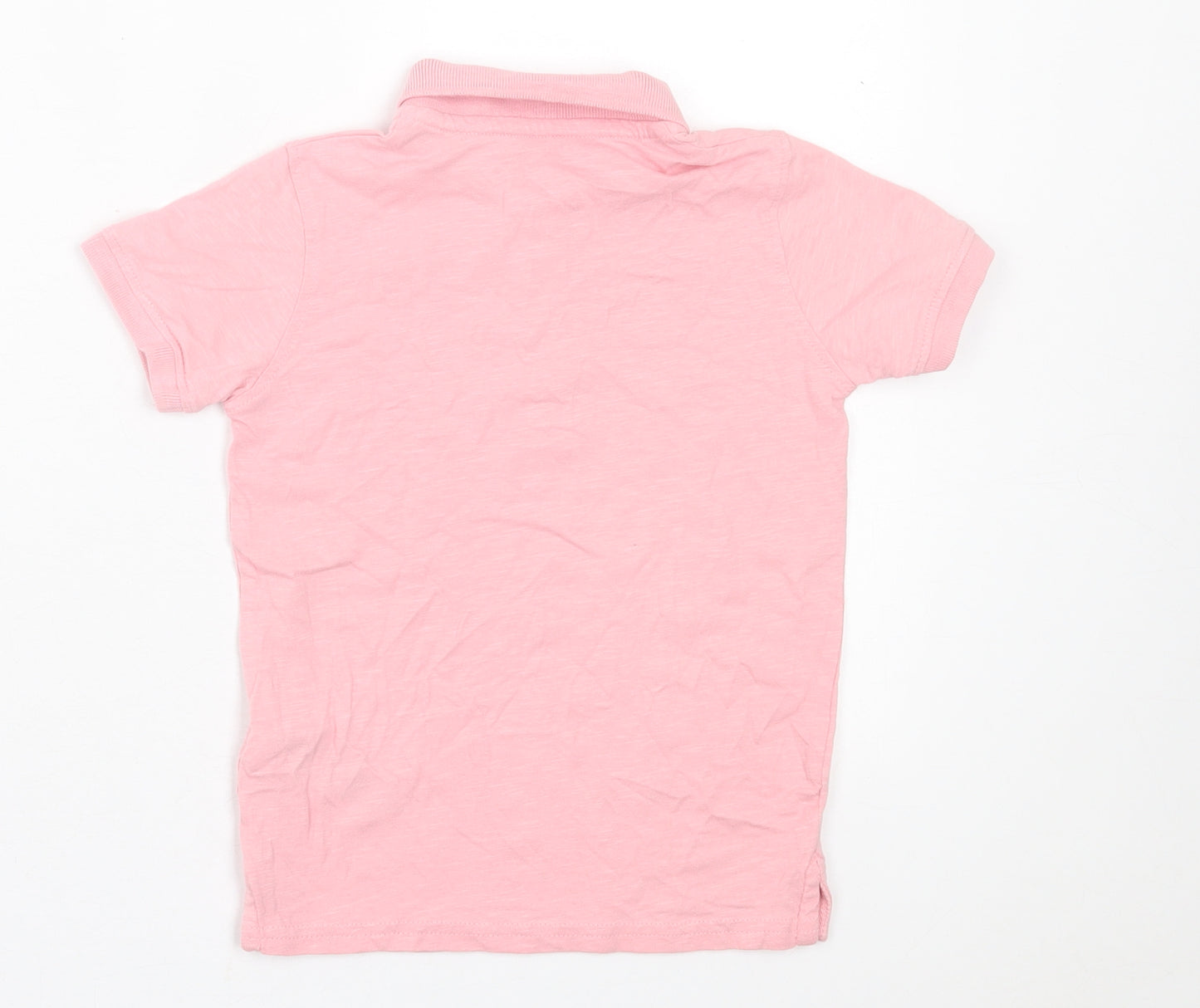 Primark Boys Pink  Cotton Basic Polo Size 4-5 Years Collared Button