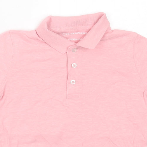 Primark Boys Pink  Cotton Basic Polo Size 4-5 Years Collared Button