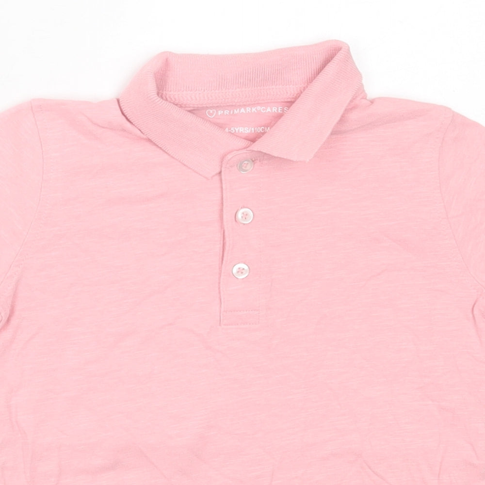 Primark Boys Pink  Cotton Basic Polo Size 4-5 Years Collared Button