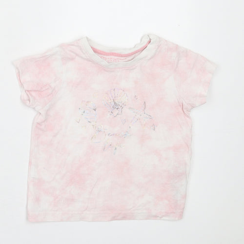 Primark Girls Pink  Cotton Basic T-Shirt Size 3-4 Years Crew Neck Pullover