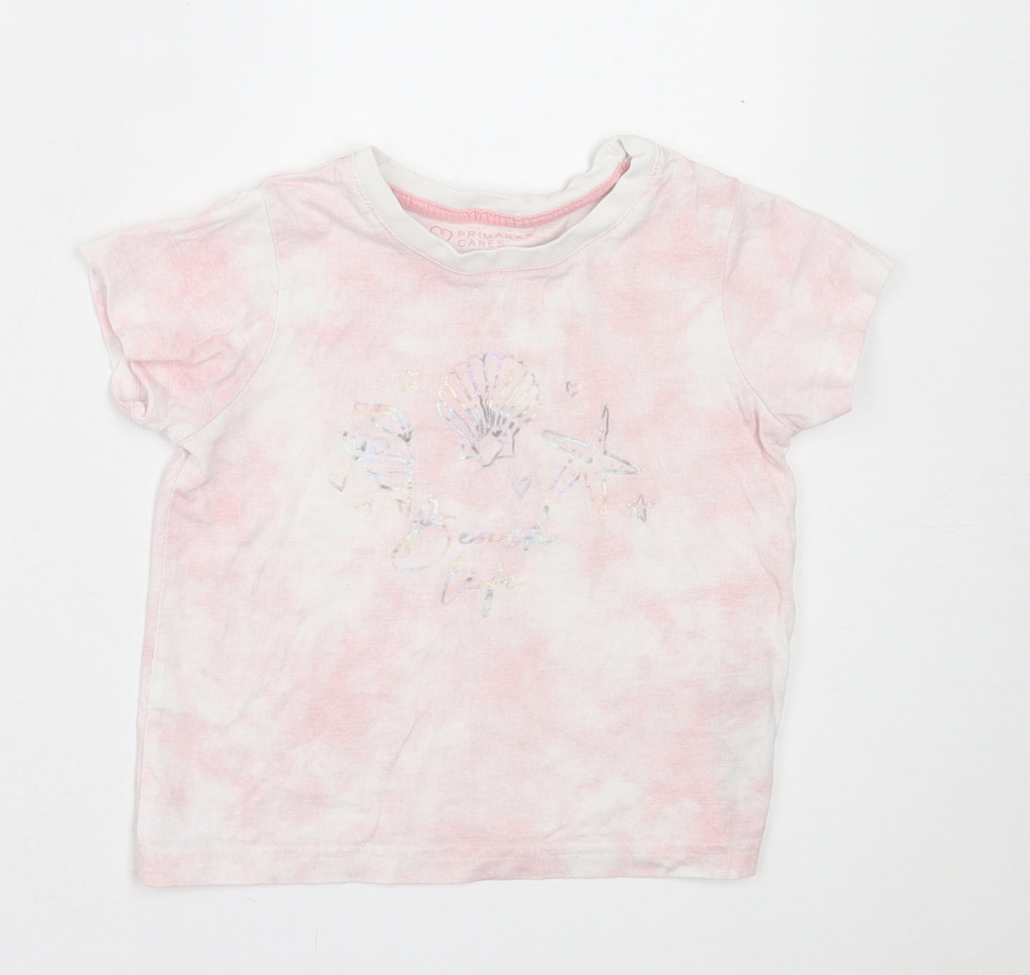 Primark Girls Pink  Cotton Basic T-Shirt Size 3-4 Years Crew Neck Pullover