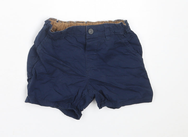 H&M Boys Blue Cotton Chino Shorts Size 2 Years Regular Buckle