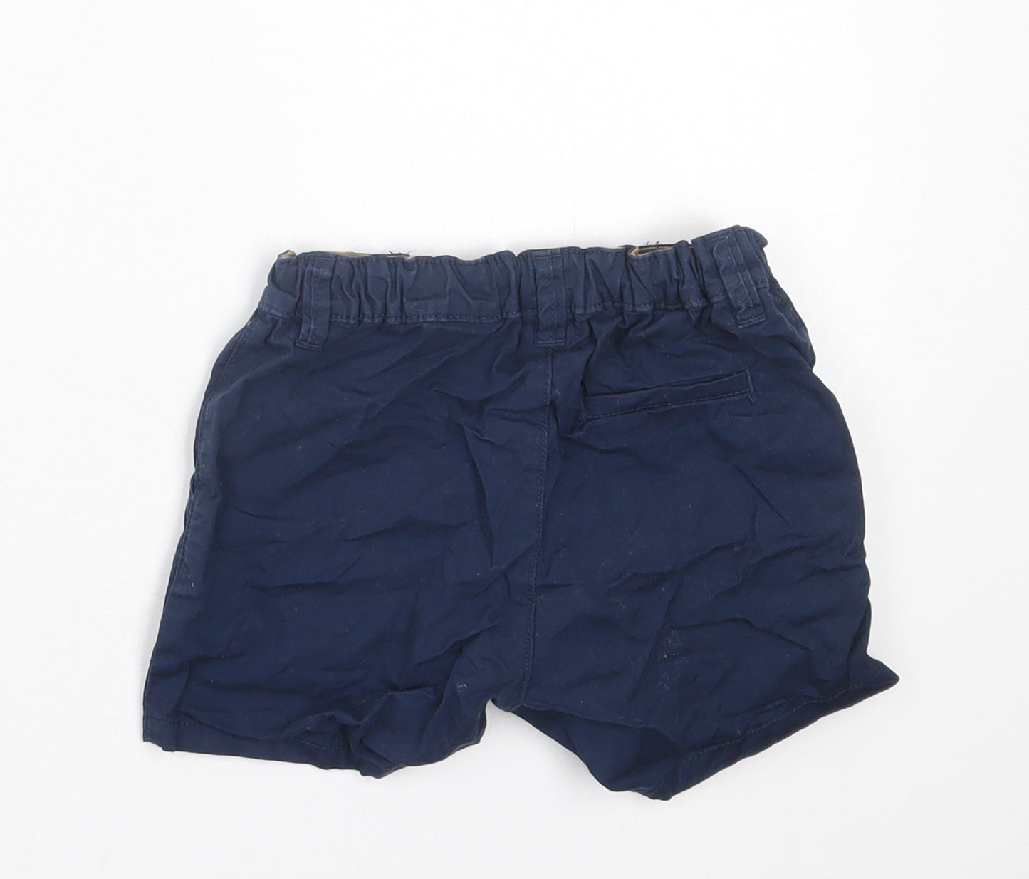H&M Boys Blue  Cotton Chino Shorts Size 2 Years  Regular Buckle