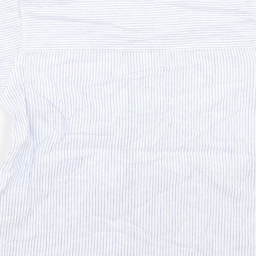 Matalan Boys Blue Striped Cotton Basic Button-Up Size 4-5 Years Crew Neck Button