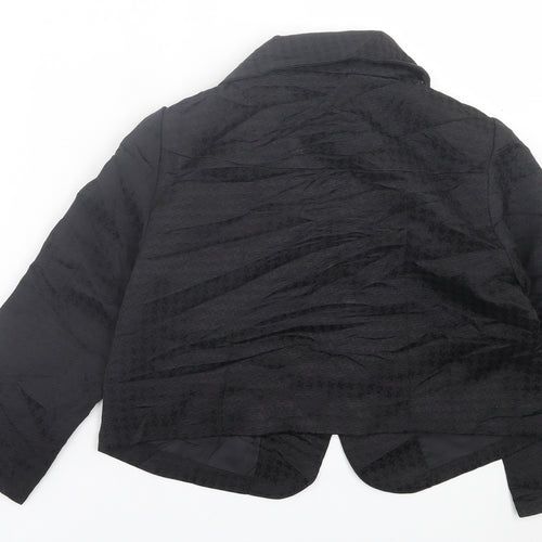 H&M Womens Black Herringbone  Jacket Blazer Size 8  Button
