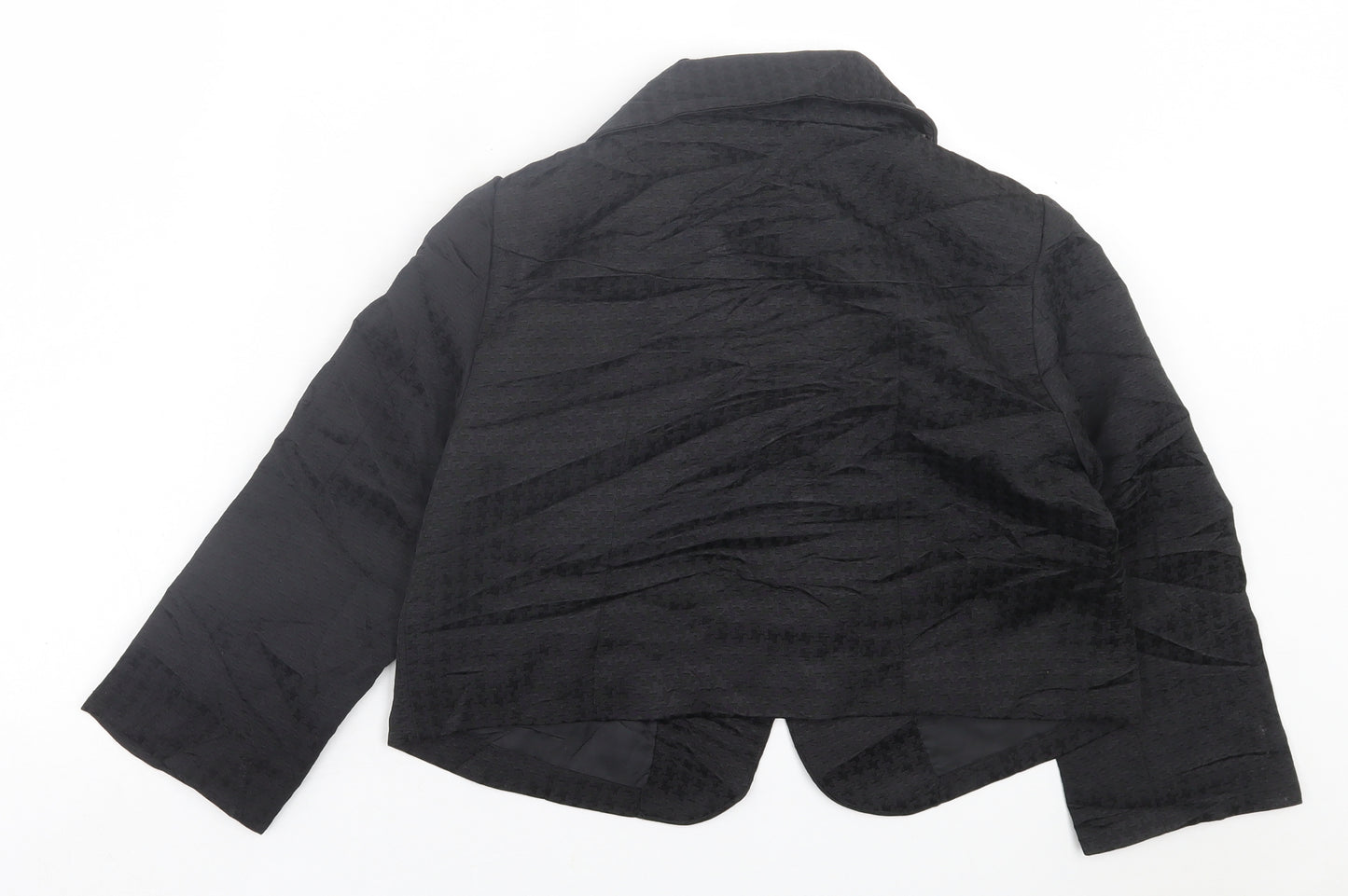 H&M Womens Black Herringbone  Jacket Blazer Size 8  Button
