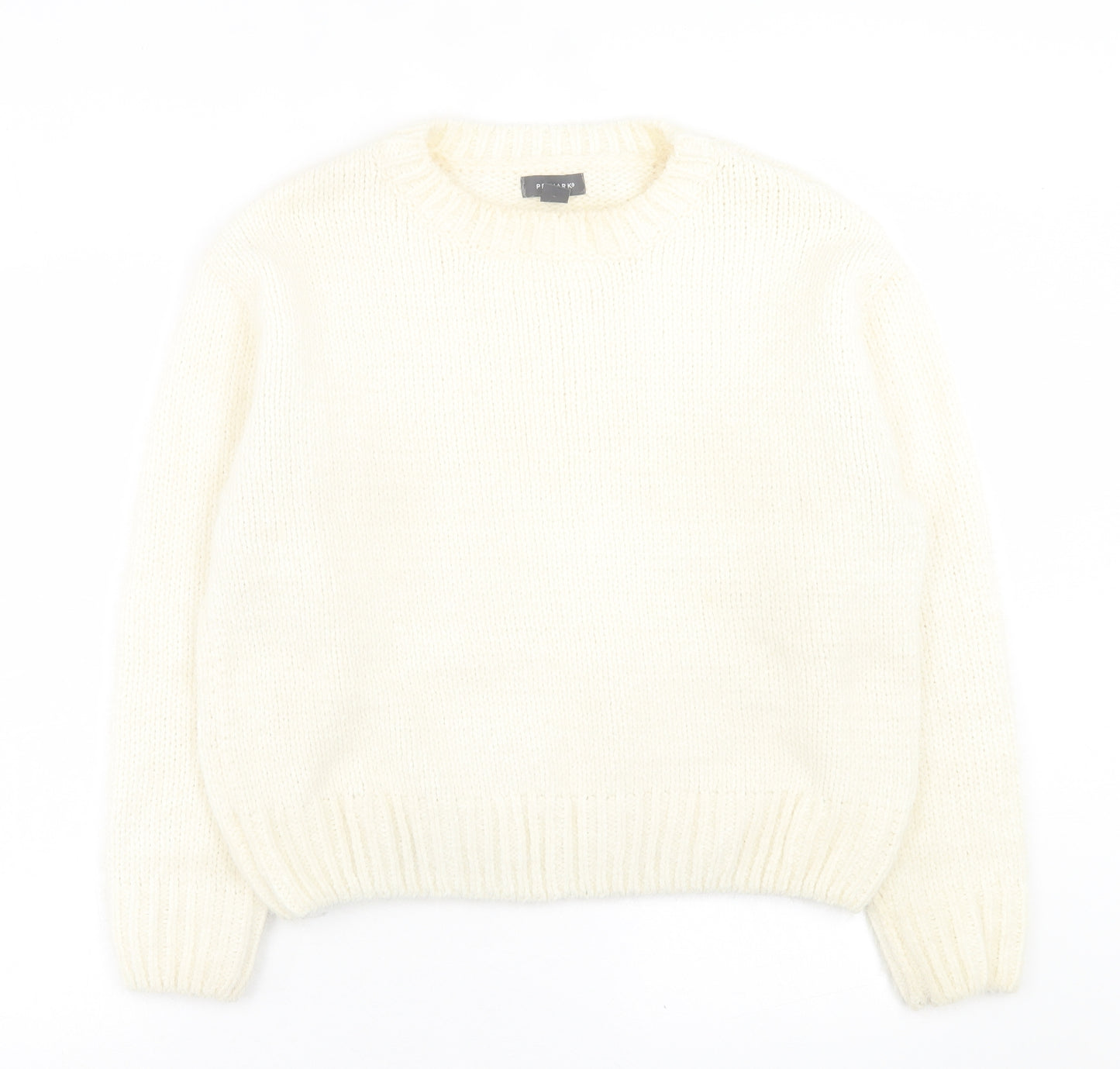 Primark Womens Ivory Crew Neck  Acrylic Pullover Jumper Size M