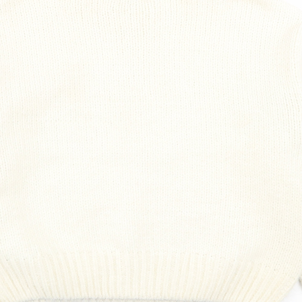 Primark Womens Ivory Crew Neck  Acrylic Pullover Jumper Size M
