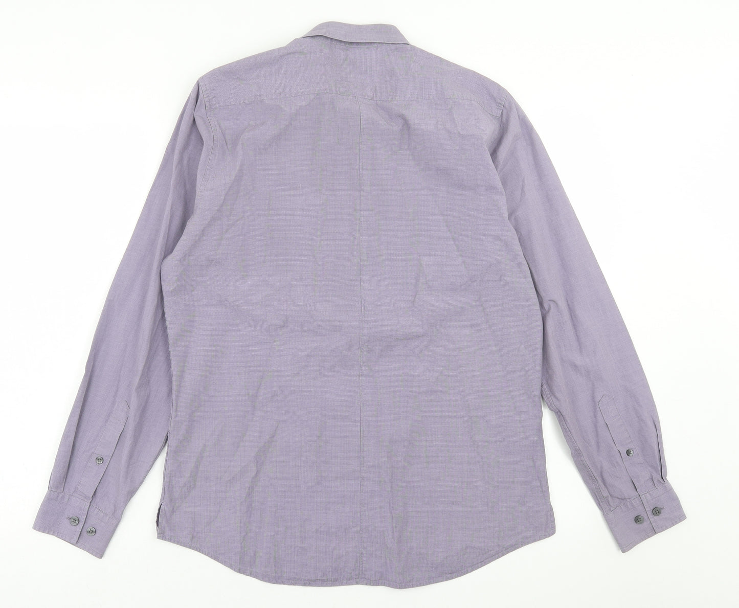 Autograph Mens Grey  Cotton  Button-Up Size M Collared Button