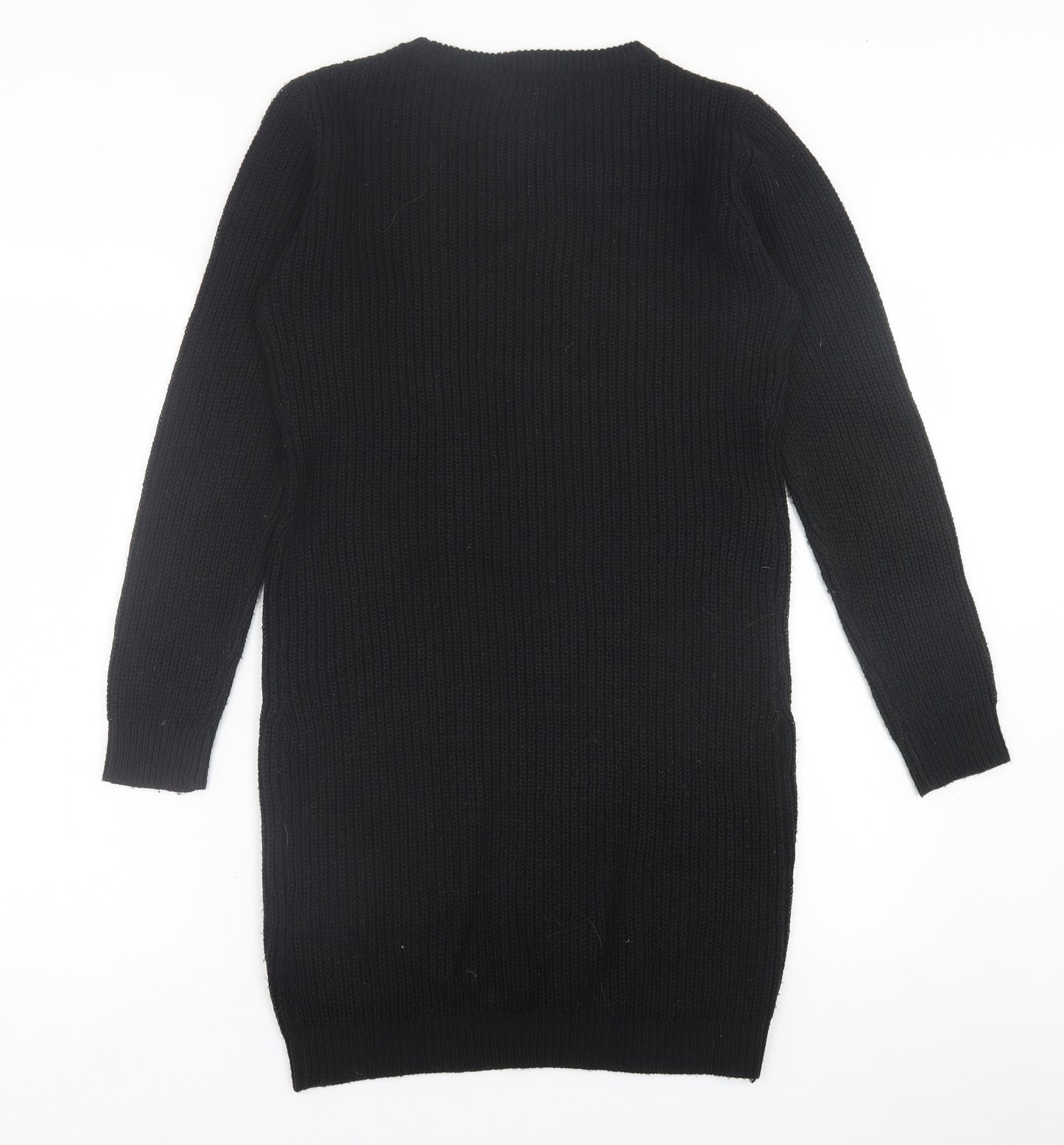Brave Soul Womens Black  Acrylic Jumper Dress  Size M  Crew Neck Pullover
