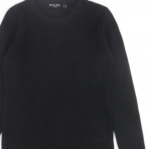 Brave Soul Womens Black  Acrylic Jumper Dress  Size M  Crew Neck Pullover