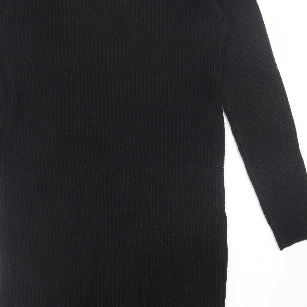 Brave Soul Womens Black  Acrylic Jumper Dress  Size M  Crew Neck Pullover