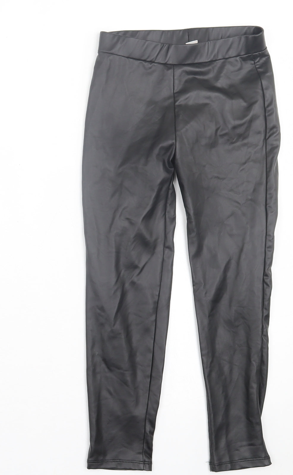 TU Girls Black  Polyurethane Capri Trousers Size 7 Years  Regular Pullover - Wet Look